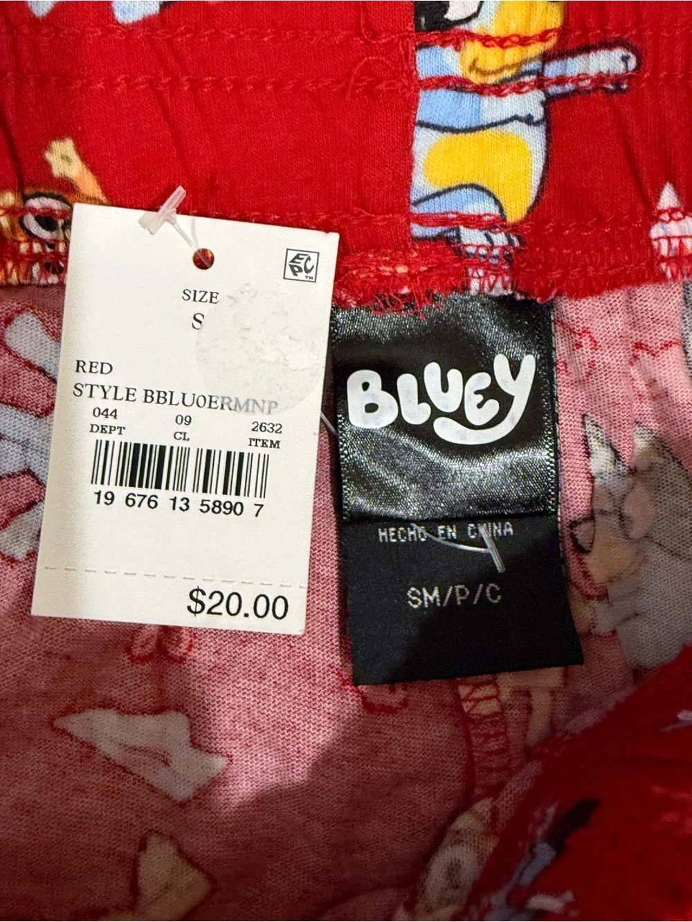New Mens Bluey Hearts Valentines Pajama pants - small